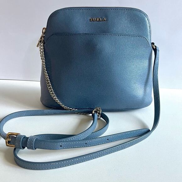 FURLA 💙 Crossbody Bag | Dusty Blue | EUC - Picture 1 of 13